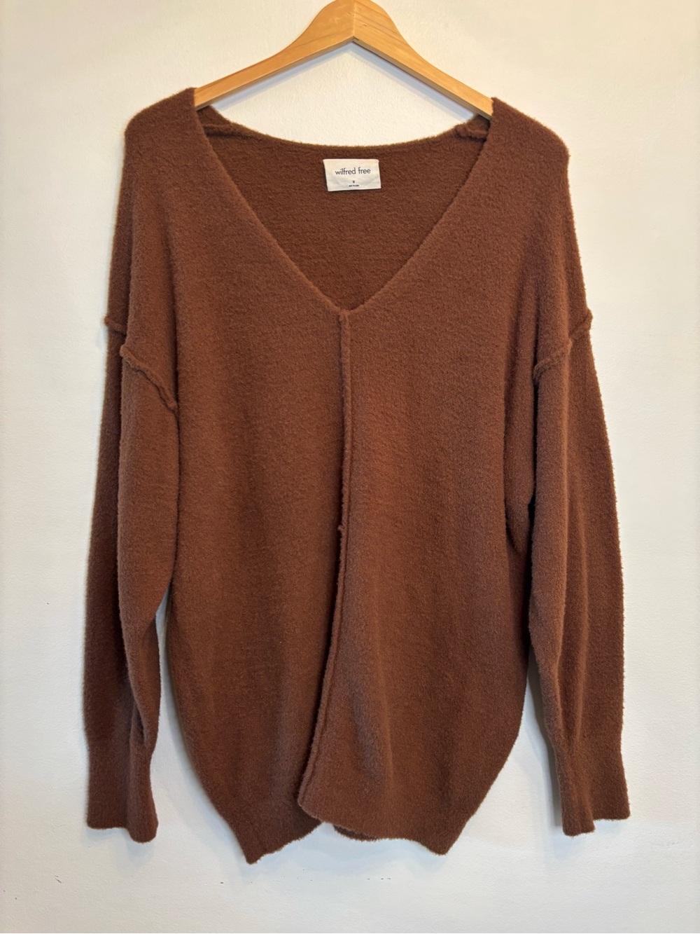Wilfred Free Hush Knit V-Neck Sweater from Aritzia in Brown